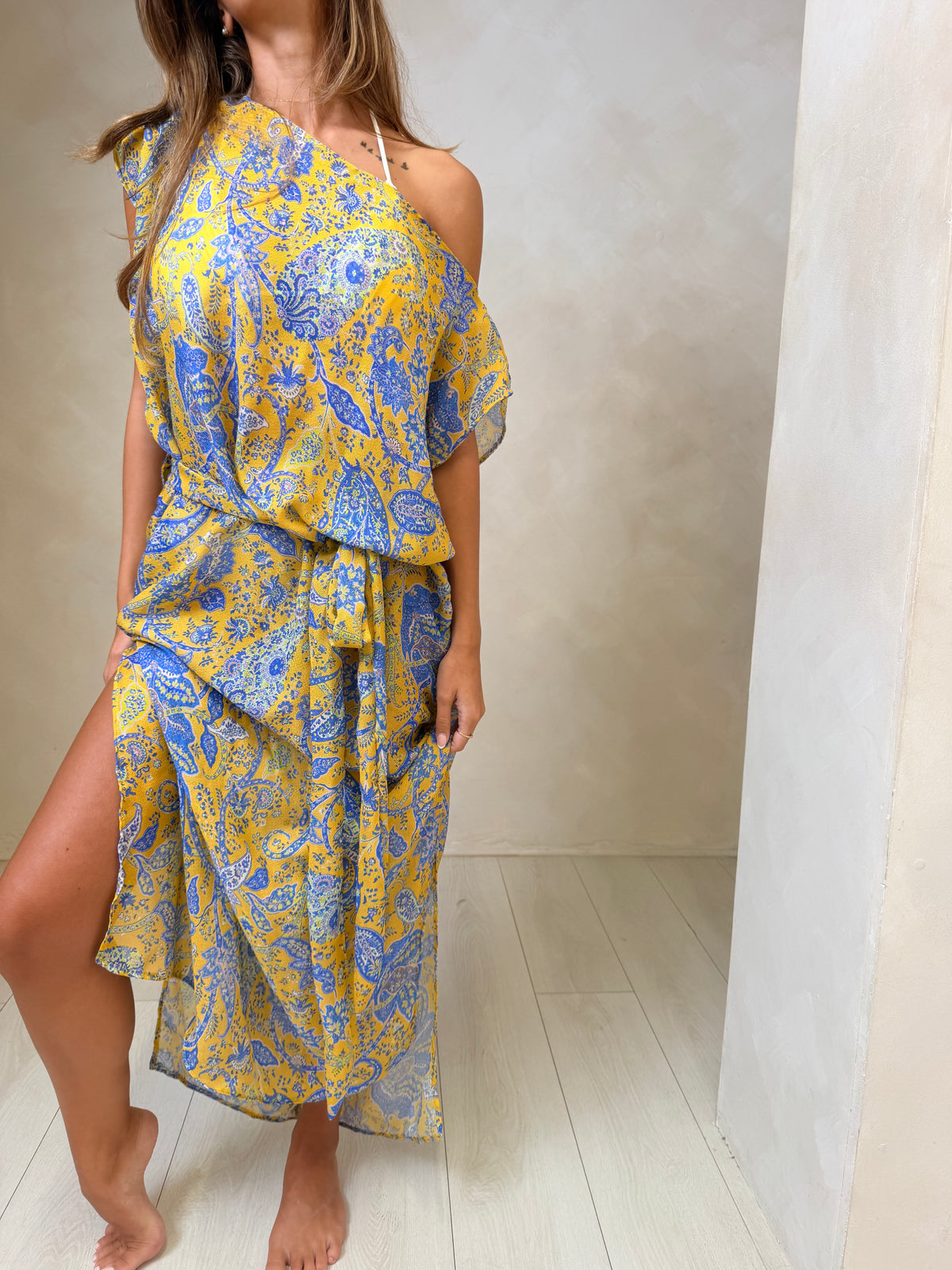 Alora kaftan - Sunshine Blue Paisley