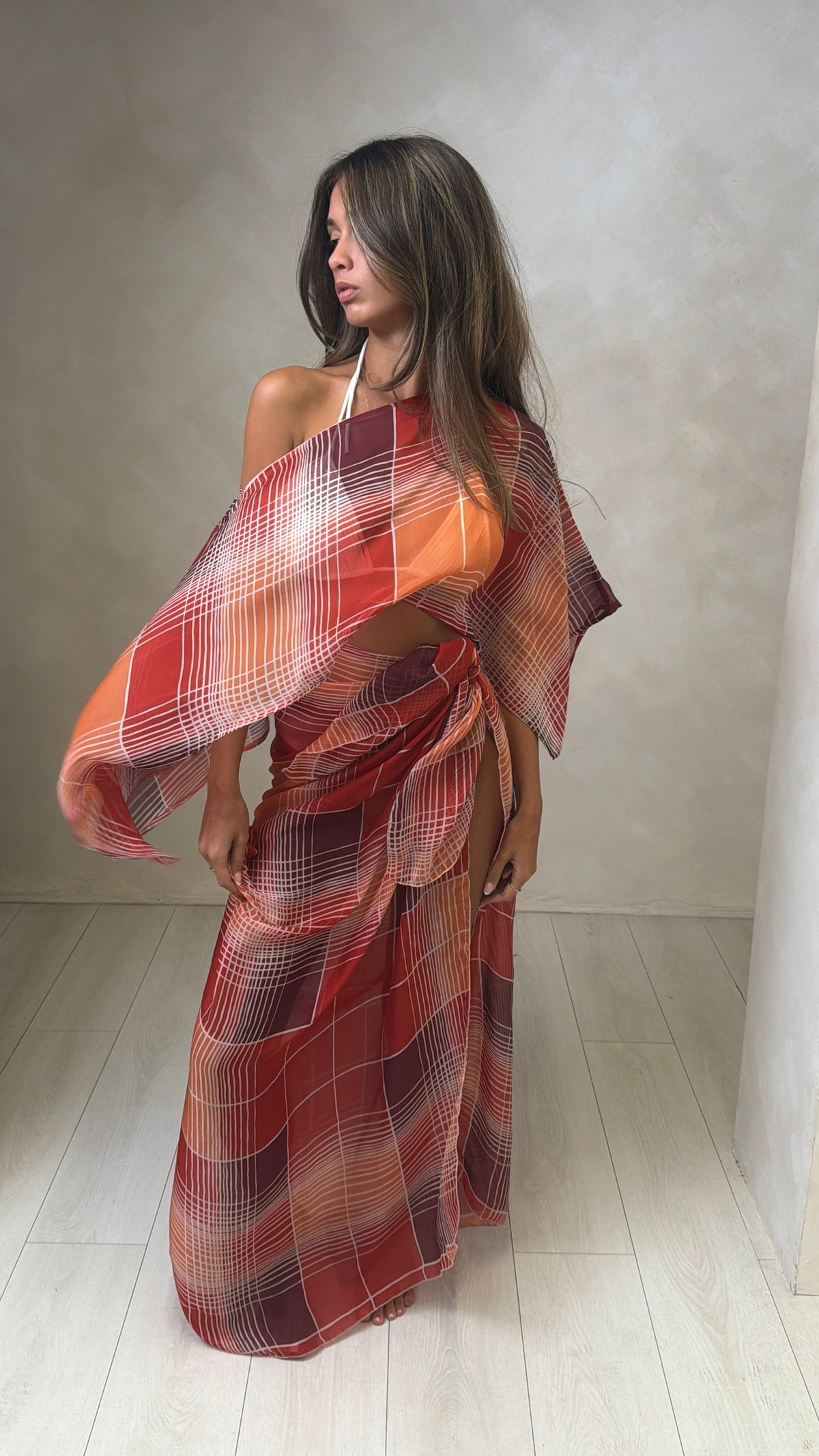 Ivy Cape Top - Red Geo
