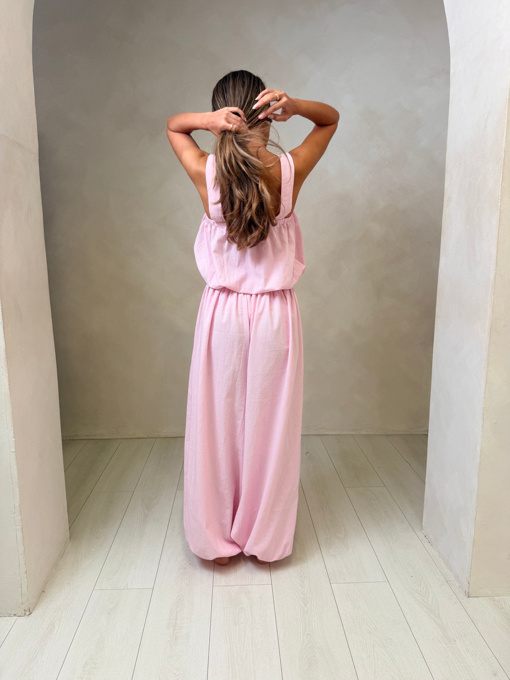 Audrey Bubble Top - Pink Cotton