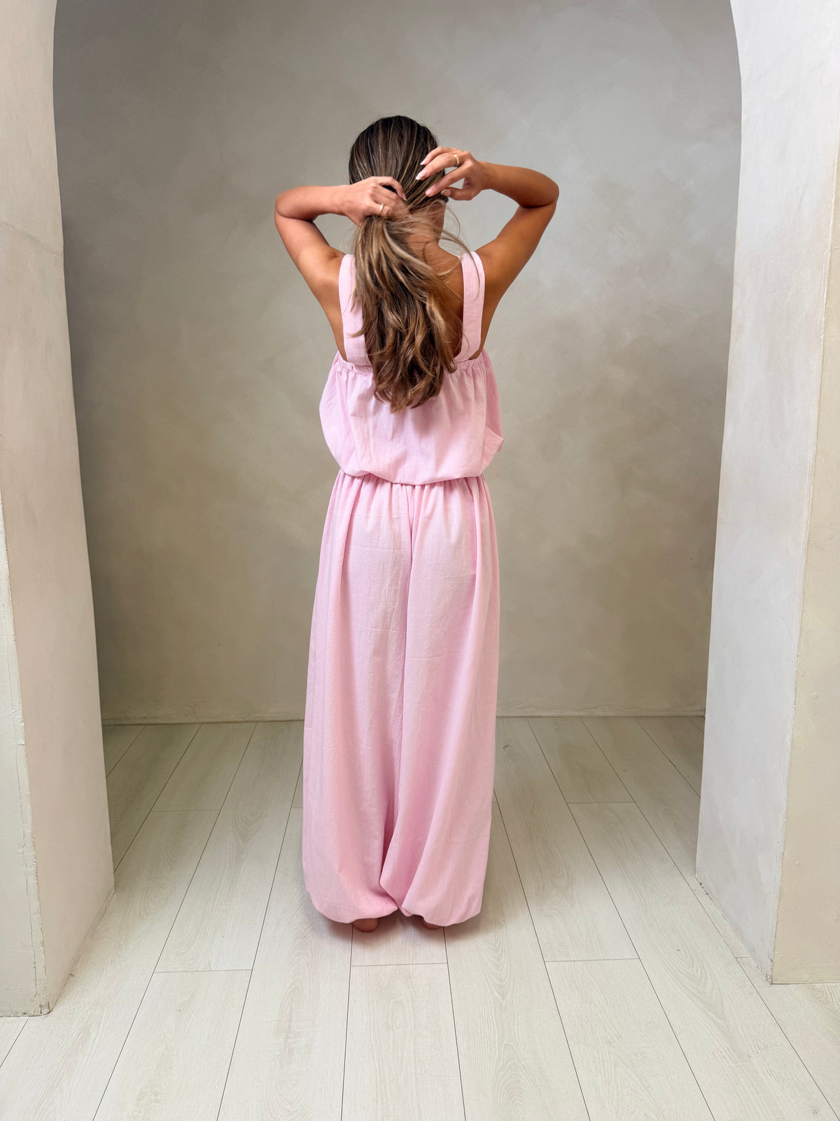 Audrey Bubble Top - Pink Cotton