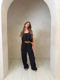 Raya Trousers - Black Linen
