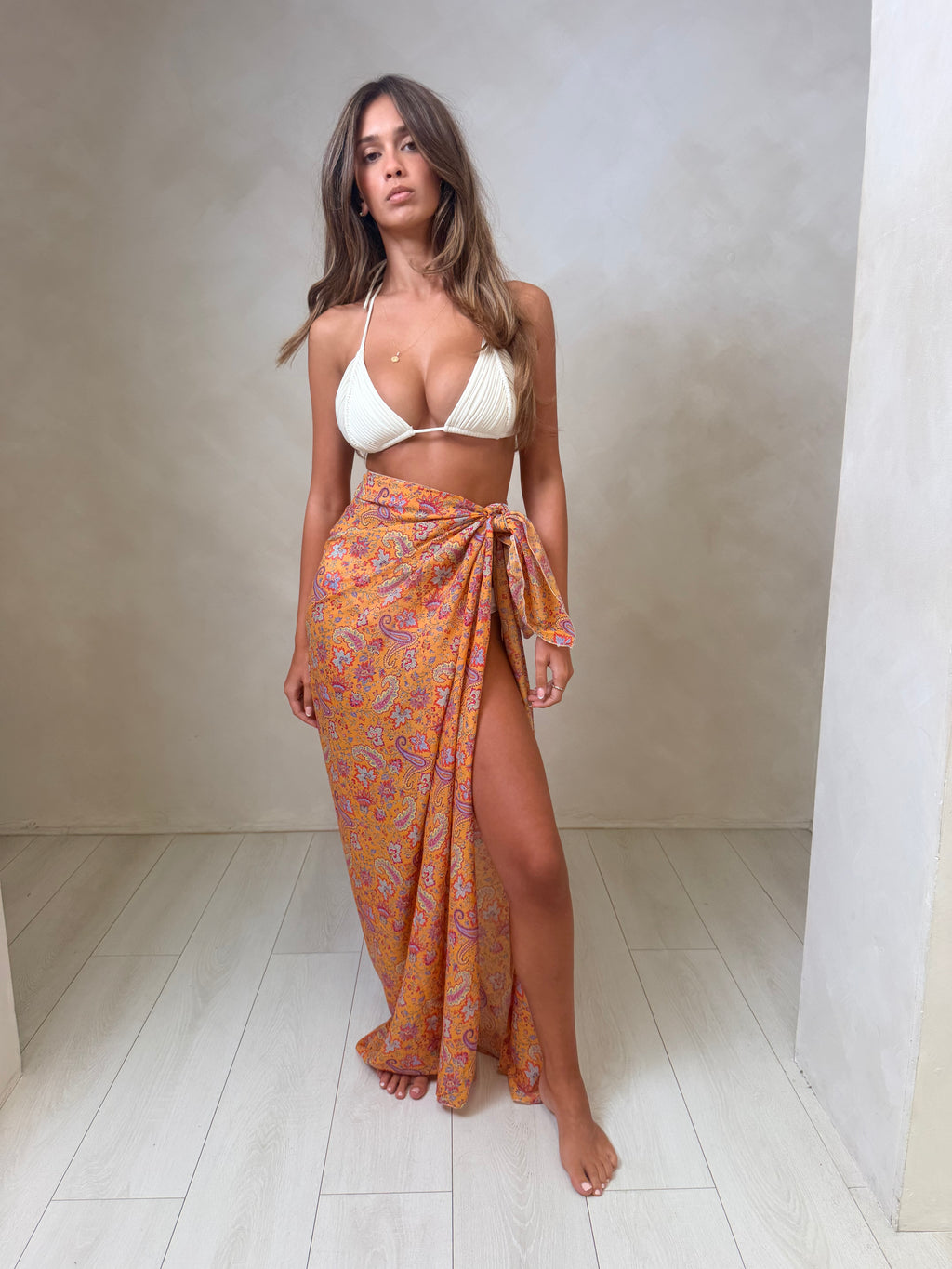 Luna Maxi Sarong - Orange Paisley