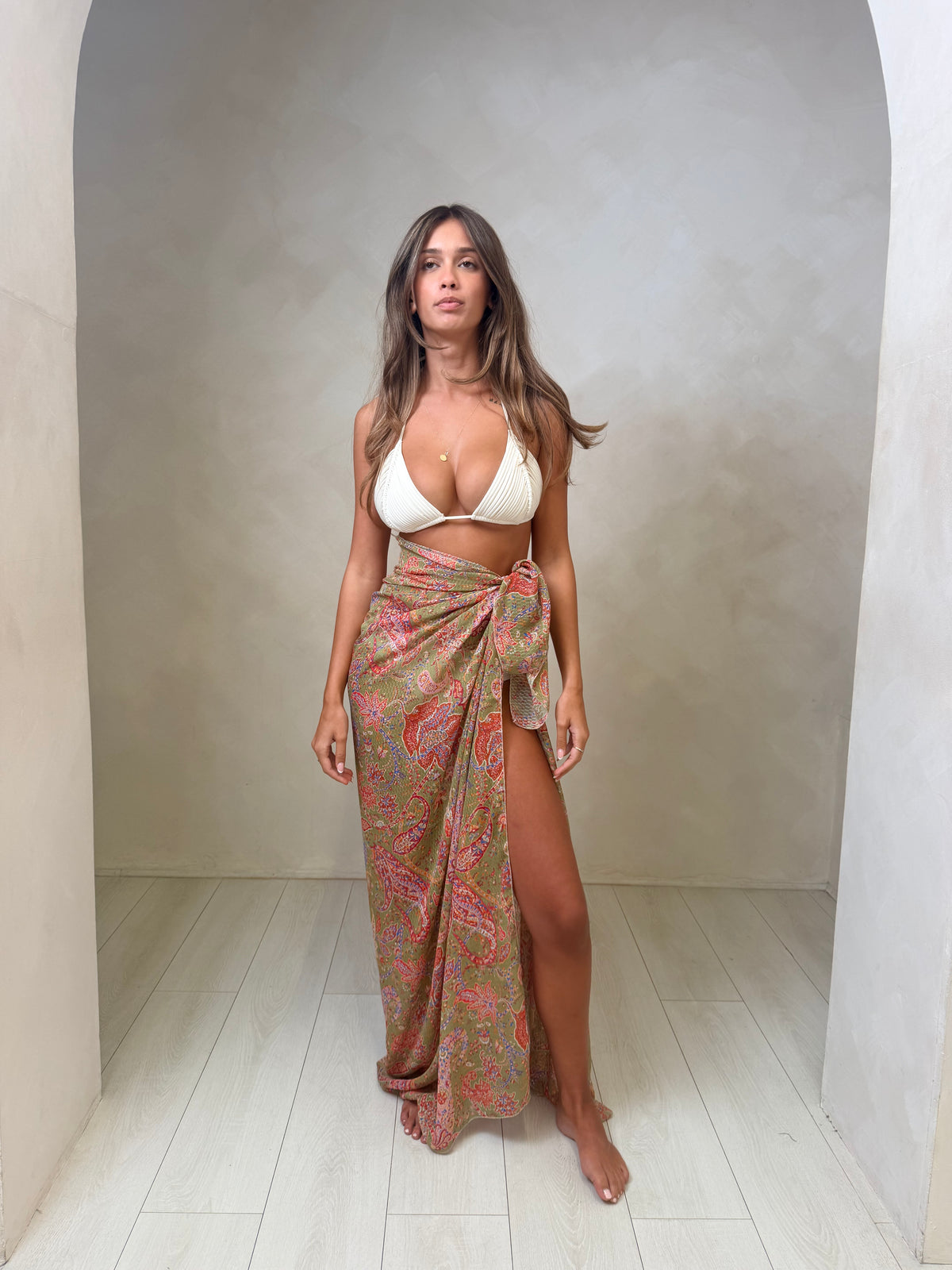 Luna Maxi Sarong - Green Paisley