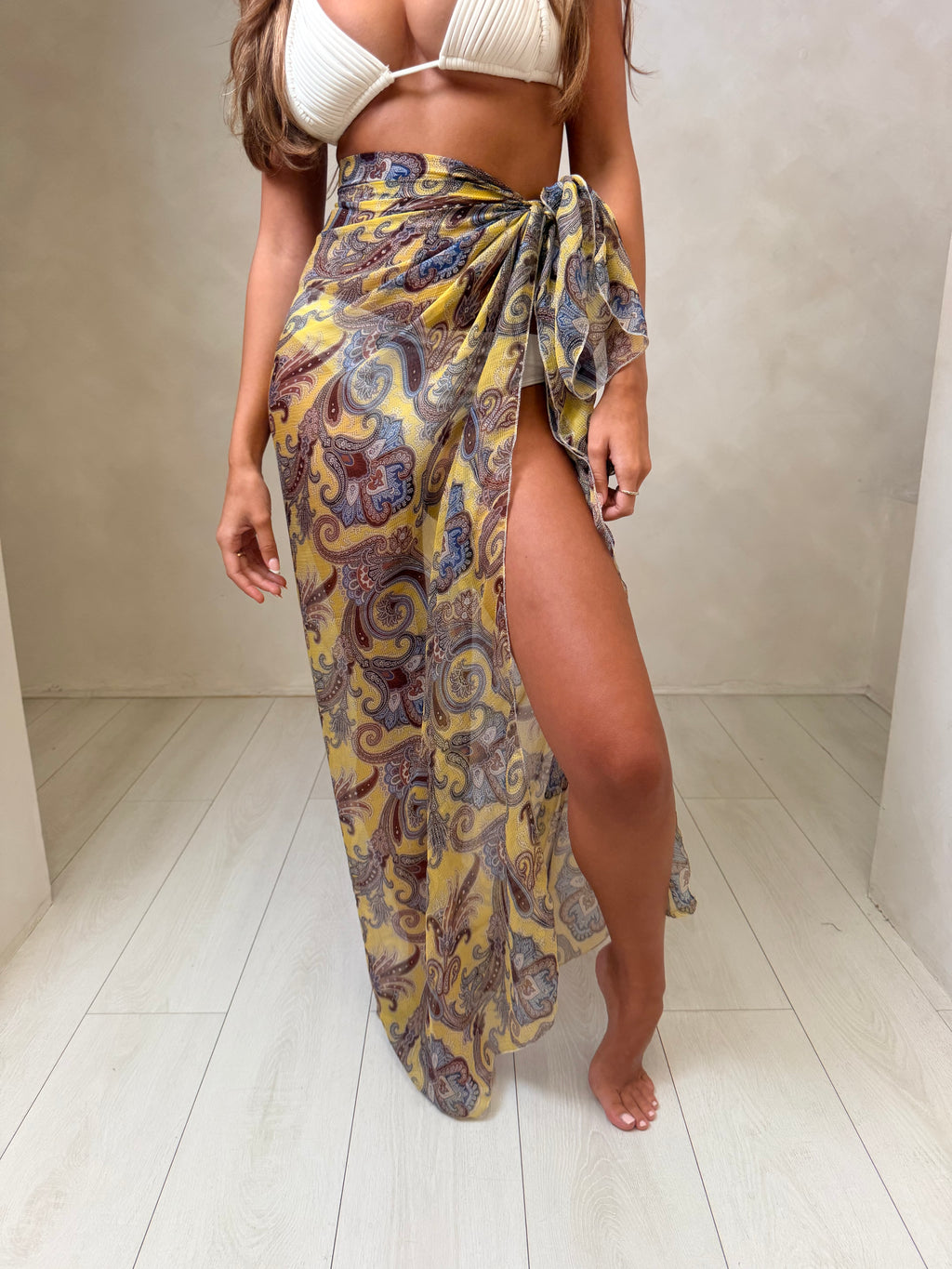 Luna Maxi Sarong - Yellow Paisley