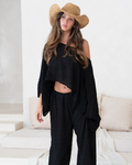 Ivy Cape Top - Black Texture