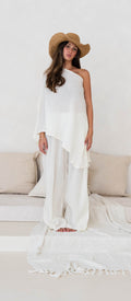 Raya Trousers - Cream Cotton Texture